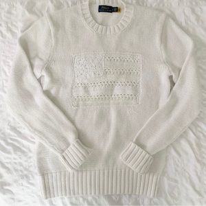 New Ralph Lauren American Flag White Sweater